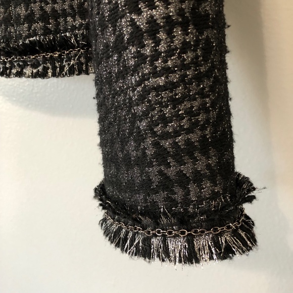 Vertigo Paris Metallic Tweed Fringe & Chain Detail Zip Blazer L fits like a M - Picture 8 of 14